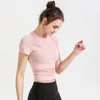 Actieve shirts Sexy mesh ademend yoga voor dames Gym sneldrogend hardlopen Fitness Crop Top T-shirt met korte mouwen Vrouwelijke sportkleding