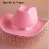 Party Men Lady Festival Bride Cowgirl Hats Cowboy Hat Rhinestone Cap West Fancy Dress 240311