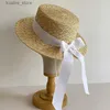 Hoeden met brede rand Emmerhoeden Franse stijl zonnehoeden voor dames Strik Zomerhoed Brede rand Schipper Strohoed Canotier Hoed Lint Kerk Derby Zomer Fedora's L240322