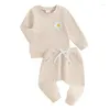 Ensembles de vêtements pour bébés filles, vêtements de printemps, 2 pièces, imprimé marguerite, manches longues, col ras du cou, survêtement, tenue de survêtement