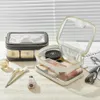 Rownyeon trousse de maquillage transparente trousse de toilette voyage maquillage Train trousse Portable organisateur cosmétique sac Transparent noir 240309