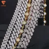 2024 وصول جديد أزياء المجوهرات الشعبية S925 Iced Out VVS Moissanite Baguette Diamonds 15mm Hip Hop Cuban Necklace Necklace