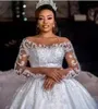 Party Dresses Dubai Africa Princess Wedding Dresses Full Seves White Applicies Mermaid Bridal One Shoulder Bridal Clow med Detachab Train 0408H23