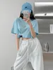 Women's T Shirts Harajuke Crop Tops Women Summer High Waist Fashion T-shirt Egirl Solid Cut Out Short Sleeve Tees Female