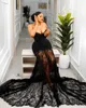 2024 Plus Größe ASO EBI Prom Kleider für schwarze Frauen Illusion Mermaid Schwarz Promdress Abendkleider Perlen Spitzen formelle Geburtstagskleid für besondere Anlässe Am551