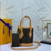 24SS Designer nano bucket women's handbag, pocket fashion chain, second-hand bucket bag, detachable letter bag, shoulder crossbody portable coin purse