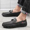 Freizeitschuhe Leder Herren 2024 Herren Loafer Mokassins Atmungsaktiv Slip On Schwarz Fahren Plus Size Kleid