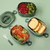 Lunch Box 2000ml 3tier Stackbar Bento -fodral förseglad läcksäker måltid Mikrovågsugn Safe Portable Students Arbetare Matbehållare 240312