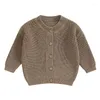 Ceketler Bebek Bebek Erkek Kızlar hırka Tığ işi Toddler Örgü Düğmesi Up rahat sweatshirt 0-18 ay