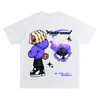 Y2k topo hip hop carta impressa t camisa dos desenhos animados impresso oversized topos harajuku moda casual todos os jogos solto topo streetwear 240314