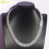 Preço de atacado 15mm 2 linhas hip hop jóias finas colar masculino 925 prata esterlina vvs moissanite diamante cubano link chain