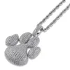 Colliers pendants micro-pavés en zircone cubique bling glacée chiot petit chien pendentif collier pour hommes