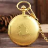 Pocket Watches Luxury Gold Shlied Royal Pattern Mehcnaical Automatic Pocket With 30 cm Chain Fob es For Men Women L240322