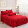 9 kolorów Ruffle koronkowa spódnica łóżka domowe Tekstyle solidne łóżko spódnice sypialnia Okładki Bedspreads Prześcieszki na pył pościel 240314