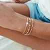 Strand CCGOOD Cross Shell Charm Bracelet Stretchy Jewelry 18 K Gold Plated Beads Bracelets For Women Dainty Minimalist Pulseras Femme