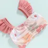 Giyim Setleri Toddler Bebek Kız Mayo Bebek Mayo Takım Bikini Mayo Sinek Kollu 3 Parça Set Yaz