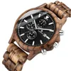 Reloj de madera para hombre, cronógrafo, relojes deportivos militares de lujo, elegante, informal, personalizado, relojes de cuarzo de madera 3476