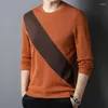 Herentruien Dagelijkse mode Gepersonaliseerde trendy comfortabele trui met ronde hals en gekleurde onderkant