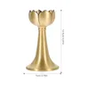 Portacandele con candelabro a forma di loto in ottone