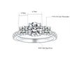 Cluster Rings Follow Cloud 1.8ct D Color Moissanite Three Diamond For Women Engagement Wedding Band Bridel Jewelry S925 Sterling Silver