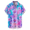 T-shirts pour hommes hawaïen imprimé bouton manches courtes décontracté mode surdimensionné t-shirt hommes 2024