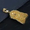 Hip Hop Gold Skull Pendant Necklace 18K Gold Plated TopBling Full Zircon Cool Men Rap Jewelry