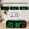 Väggklockor Stora digital klocktemperatur Datum Vecka Vecka Två larm 12/24H LED -röstkontrollbord för sovrummet