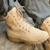 Fitness Shoes Outdoor Military Tactical Non-Slip Wear Resistance Breathable Side Zipper Combat Boots Men Trekking Camping Mountaineering