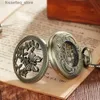 Zakhorloges Vlinder Holle Pocket Skeleton Steampunk Mechanische Fob es Vintage Klok Hanger Handopwindende Mannelijke Relogio De Bolso L240322