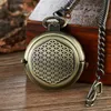 Orologi da tasca Antico Retro Hollow Cover Doppio giradischi Cping Carica manuale Tasca meccanica Fob Uomo Steampunk Bronzo Catena da 30 cm L240322