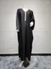 Abbigliamento etnico Eid Abaya per donna Manica a pipistrello in raso di velluto Abito lungo islamico Dubai musulmano Abiti da festa con diamanti Caftano marocchino Jalabiya