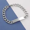 Charm Bracelets Wholesale 10pcs Stainless Steel Cuban Chain Bracelet Blank For Engrave Metal Plate DIY Jewelry Gift