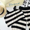 Clothing Sets Children Stripe Knitted Suit 2024 Summer Girls Vest Tops Pant Suits Toddler Kids Sleeveless Casual Clothes Trouser Two-piece