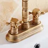 Rubinetti per lavandino del bagno Ottone antico 4 "Centerset Kitchen Vessel Due fori Lavabo Rubinetto girevole Doppie maniglie a croce Rubinetto dell'acqua Anf426