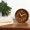 Desk Table Clocks Wooden Desk Table Analog Clock Made Of Genuine Pine(Dark)-Battery Operated With Precise Silent Sweep L240323