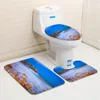 Tappetini da bagno Set tappetini paesaggistici Estate Natura Paesaggi Laghi Mare Isole Hawaii Tappeto a pelo basso in flanella Copriwater Tappeto a forma di U