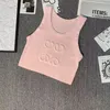 Italiaanse Milaanontwerper Summer Halter driedimensionaal patroon gebreide katoenen mouwloos t-shirt vestbrief borduurwerk luxe top dames vest