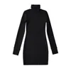 Casual Jurken Dames Hoge Kraag Stretch Basic Bodycon Robe Highstreet Gebreide Katoenen Pakket Heupen Mini-jurk