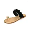 Sandals 2024 Women Slipper Pineapple Pearl Flat Toe Bohemian Summer Beach Ladies Shoes Plus Size Mujer Verano