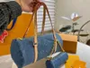 PAPILLON Borsa a tracolla in denim da donna di alta qualità Borsa sotto le ascelle 2 in 1 Borsa da donna di design Portafoglio staccabile