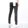 Purple brand style smoky gray washed with wax coating SLP elastic slim fit jeans for men