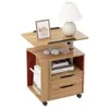 Sogeshome Height Adjustable Rotating Surface, Bedside Table with 2 Drawers and Lockable Wheels