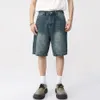 Men Vintage Blue Denim Shorts Summer Casual Loose Jeans Shorts Retro Harajuku Streetwear Hip Hop Y2K Shorts Man 240318