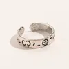 20 estilo simple diseñador de la marca anillo plateado carta de plata anillos de banda para mujer joyería de moda diamante elegante ajustable regalo de las señoras