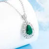 Pingente colares elegante cristal verde esmeralda pedras preciosas gota de água para mulheres 5a zircon diamantes jóias presentes de aniversário