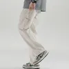 Pantalons pour hommes toutes saisons Jeans en coton blanc jambe droite ample large multi-poches vêtements de travail version coréenne d'une centaine de doux