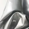 Srebrny błyszcząca skóra gruba sztywna profil scena wydajność laserowa płaszcz z okładem