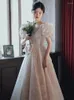 Party Dresses 2024 Summer Women Tulle Dress Sequin Slim Organza Sexy Floor-length Formal Hollow Out Shiny Blingbling Ball Gown