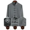 Men's Jackets 2024 Kimono Jacket Men Traditional Chinese Clothing Linen Hanfu Top Long Sleeve Tang Suit Shirt Cardigan Coat M-5XL