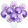 Décoration de fête 10pcs 12 pouces ballons de confettis en latex métallique pour enfants adultes anniversaire hommes femmes anniversaire bébé douche fournitures de mariage